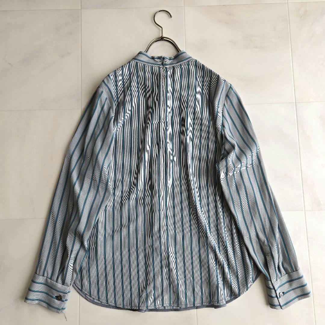 iCB Light Twill ボウタイ デサイン ブラウス L ストライプ