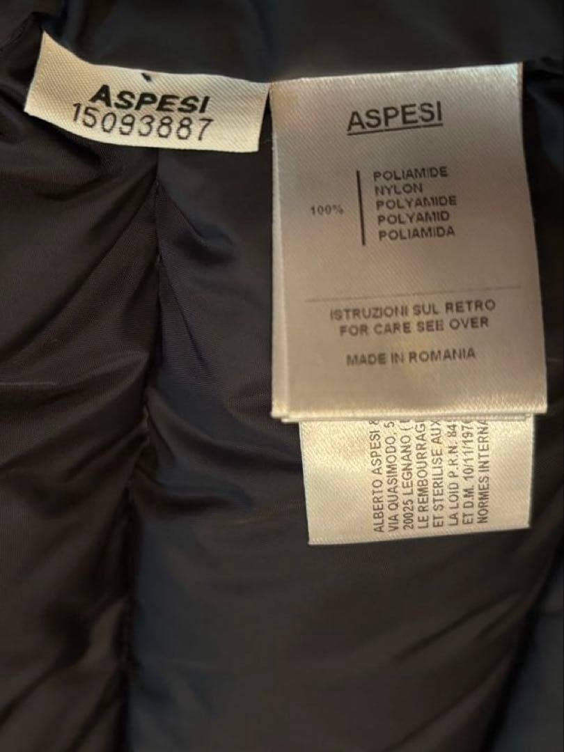 アスペジ　ASPESI ダウンベスト ネイビー　Sサイズ
