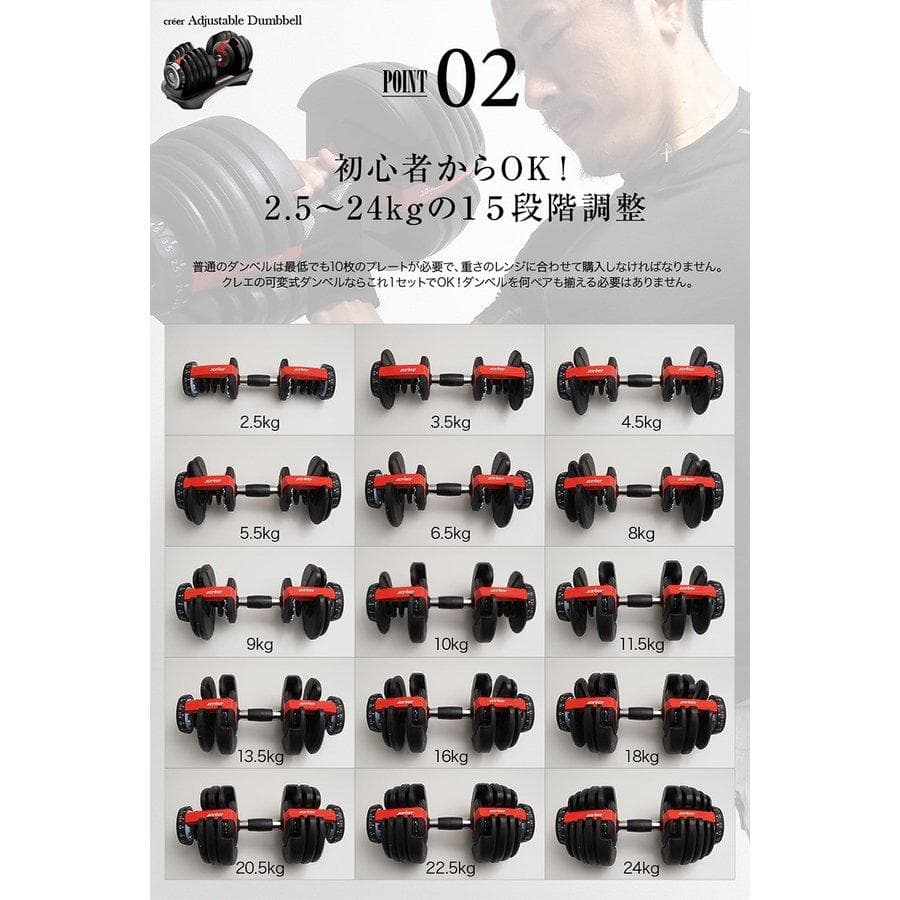 希少品！！！ダンベル 24kg　可変式 ダイヤル 15段階 重量調整