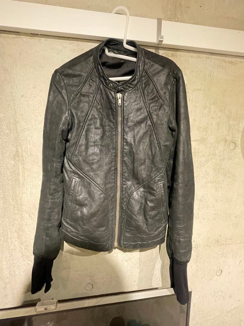 Rick owensインターシャ　レザージャケット