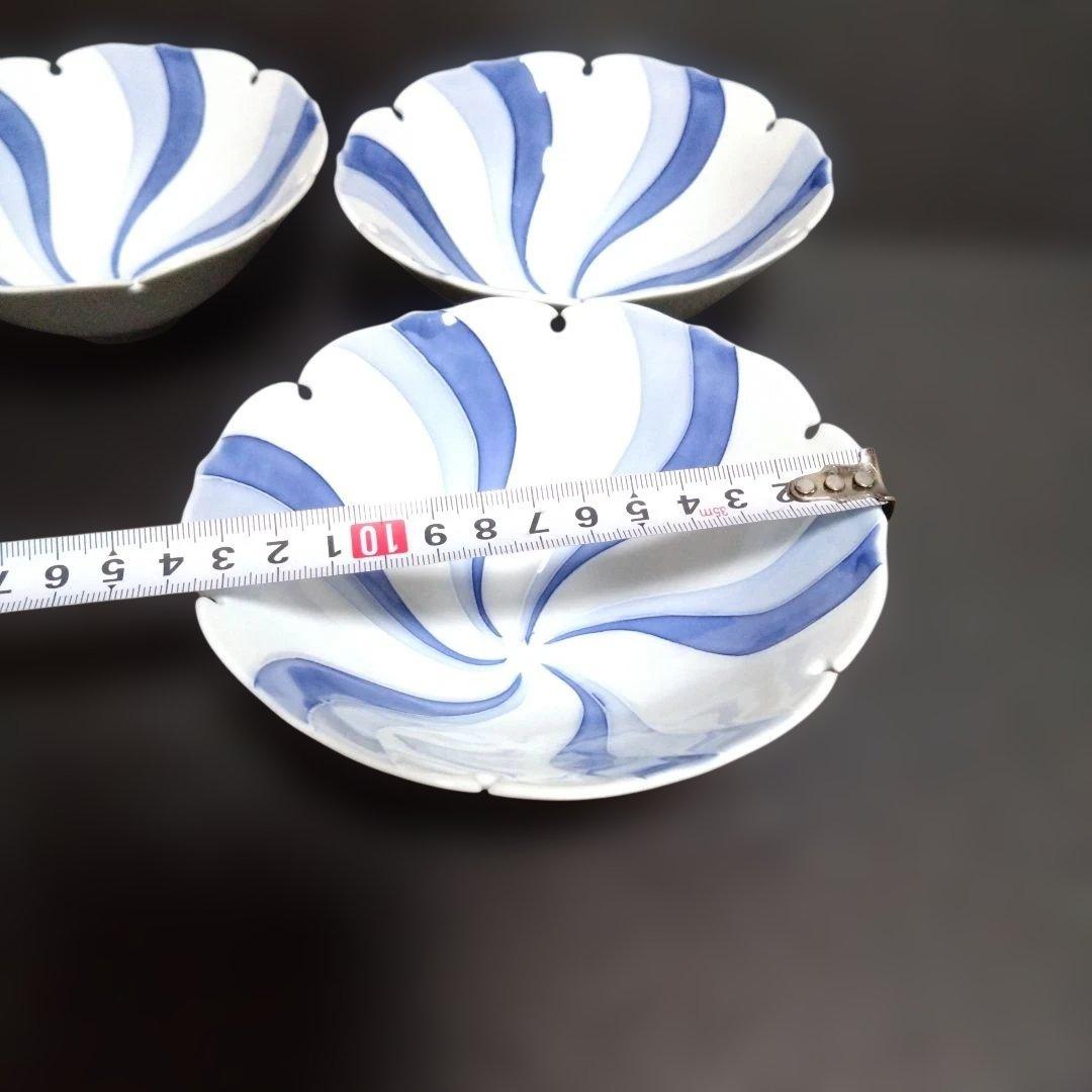 新品 波佐見焼 光琳窯 雪輪型内流水小鉢5個　銘々皿　煮物碗
