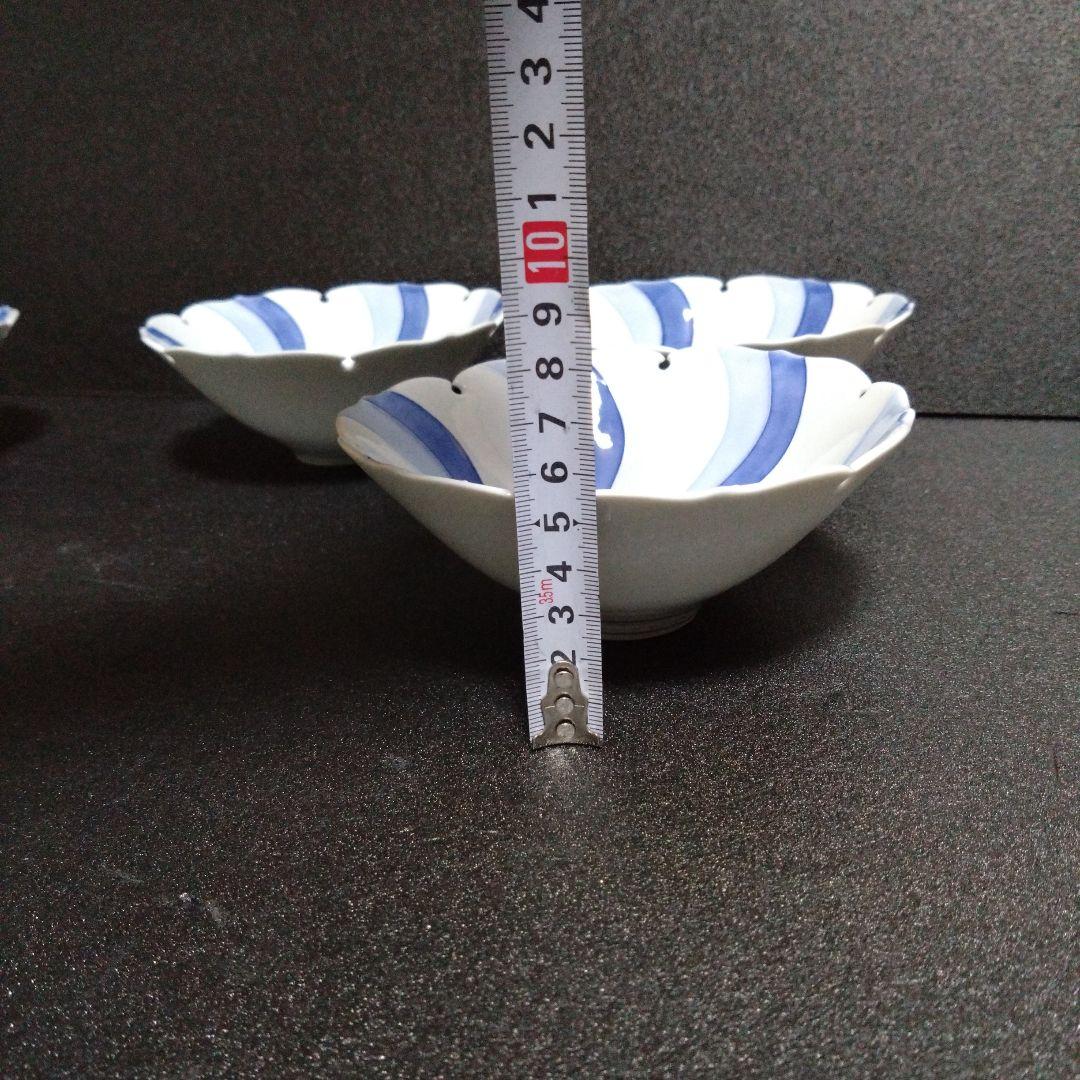 新品 波佐見焼 光琳窯 雪輪型内流水小鉢5個　銘々皿　煮物碗
