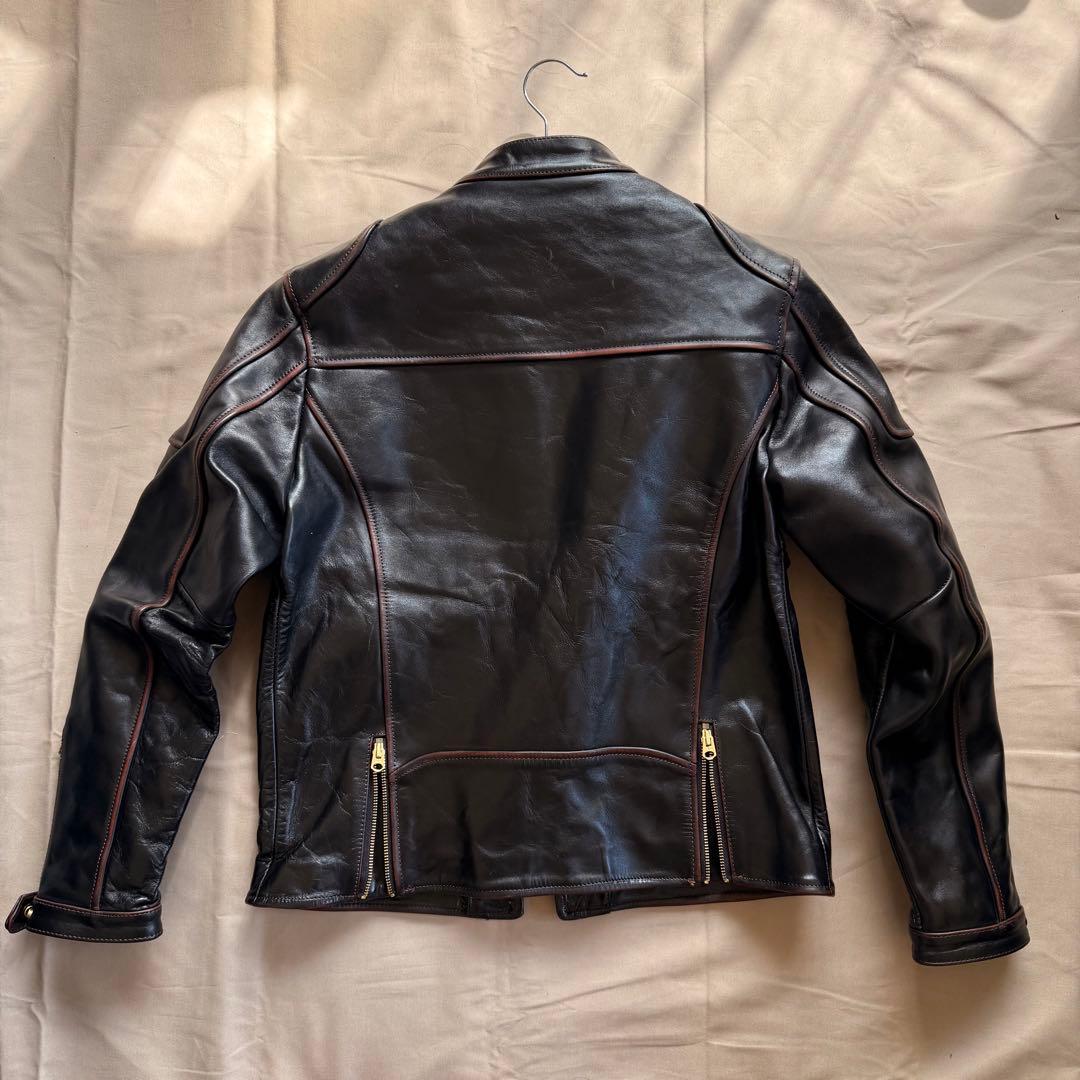 【極美品】 馬革 ホースハイド ライダースジャケット 茶芯 XL