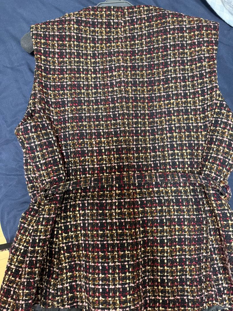 新品 ZARA ベルト付きテクスチャーベスト ツイードベスト