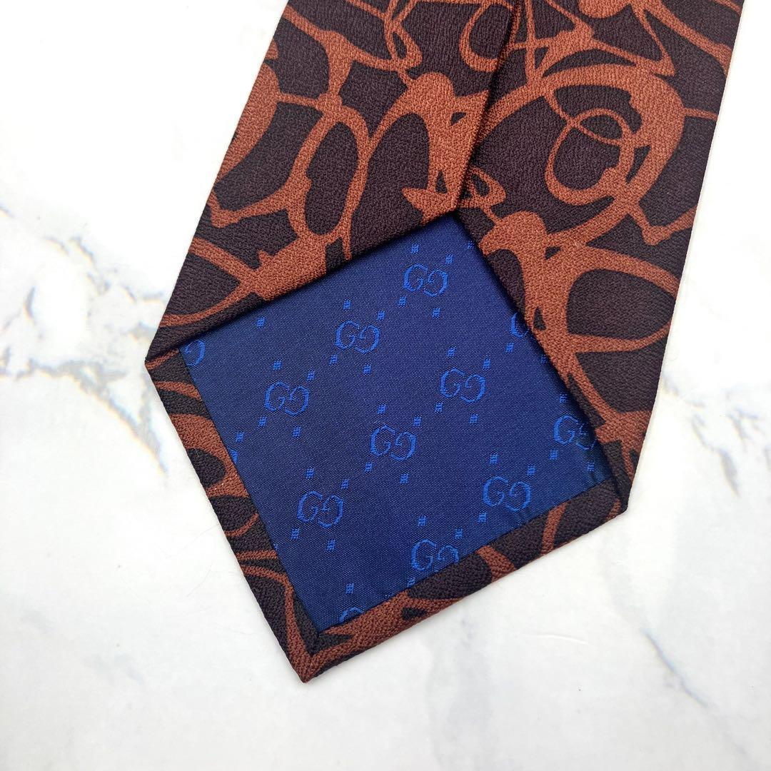 ◆美品◆GUCCI グッチ ネクタイ 赤茶色 カジュアル