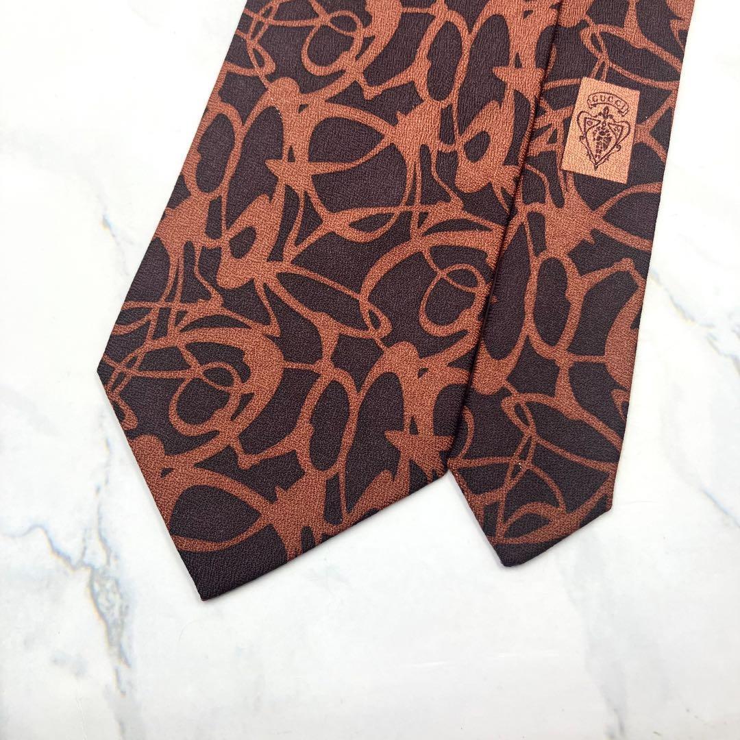 ◆美品◆GUCCI グッチ ネクタイ 赤茶色 カジュアル