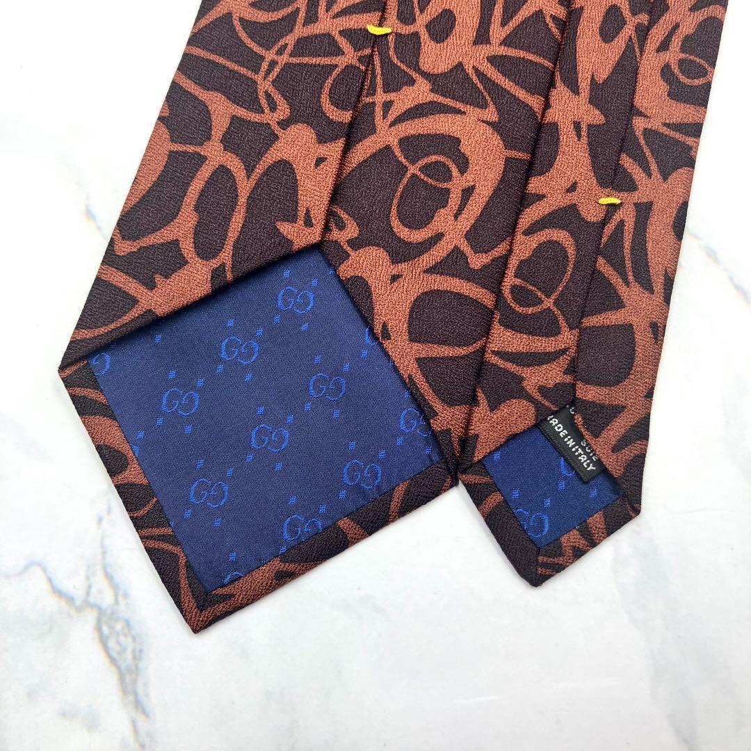 ◆美品◆GUCCI グッチ ネクタイ 赤茶色 カジュアル