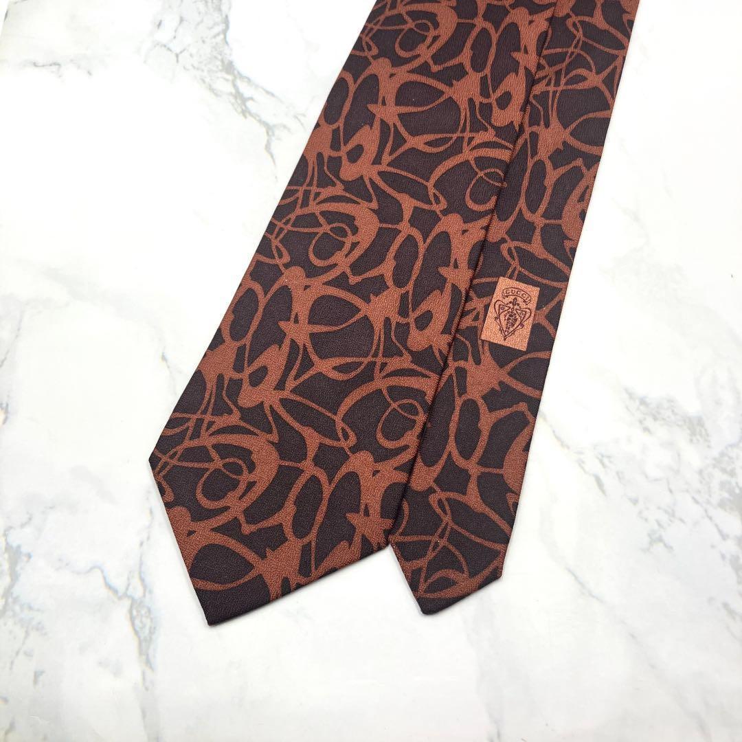 ◆美品◆GUCCI グッチ ネクタイ 赤茶色 カジュアル