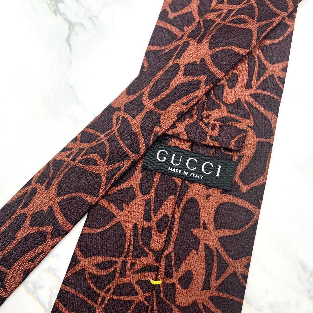 ◆美品◆GUCCI グッチ ネクタイ 赤茶色 カジュアル