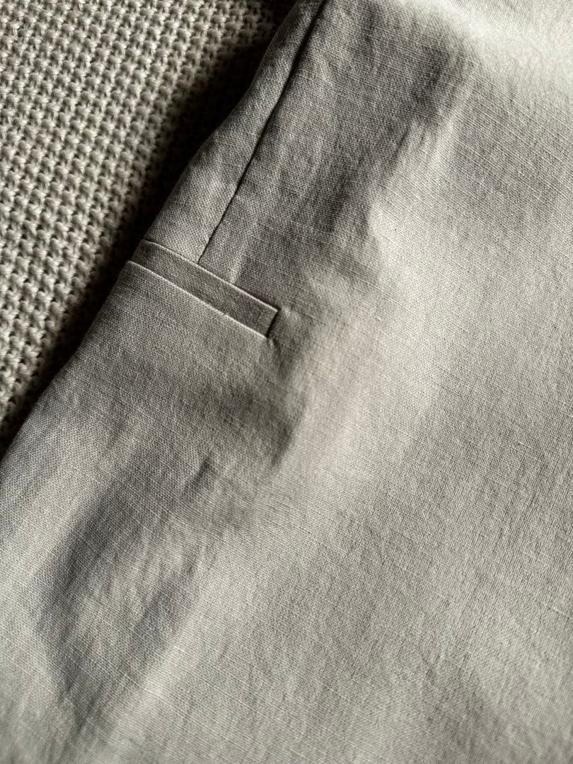 [試着のみ.美品]Theory セオリー ノーカラーロングジレ麻混 S ベージュ