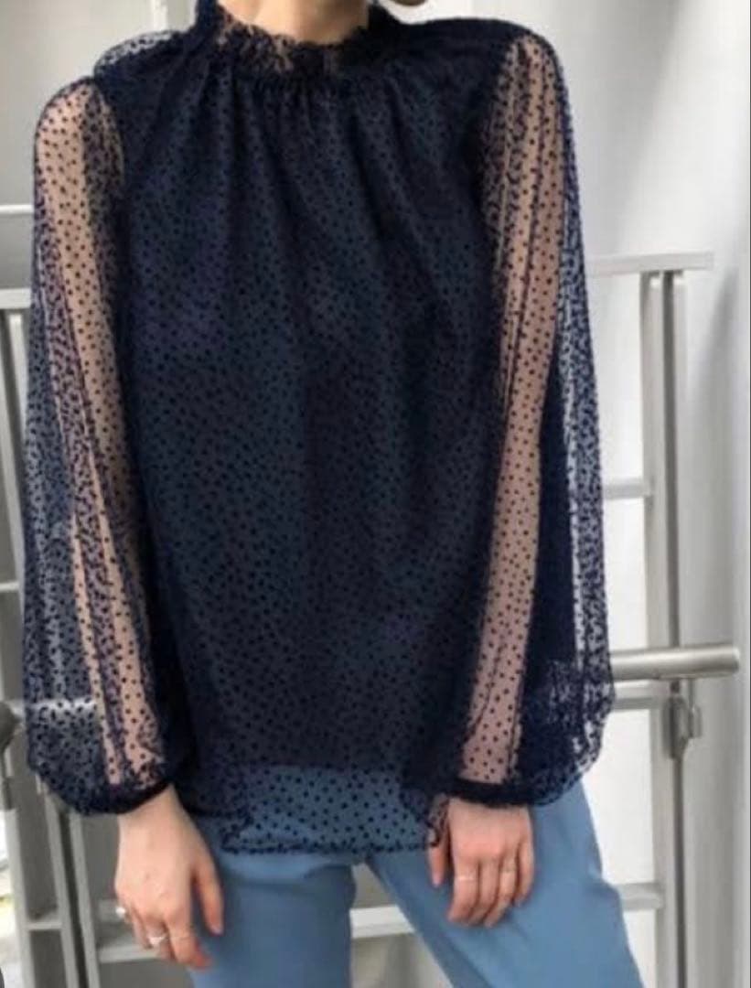 美品　エッフェビームス EFFE BEAMS ドットチュールブラウス 38