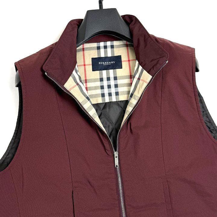 BURBERRY バーバリー ノバチェック裏地 中綿ベスト L ワインレッド