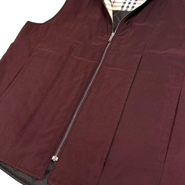 BURBERRY バーバリー ノバチェック裏地 中綿ベスト L ワインレッド