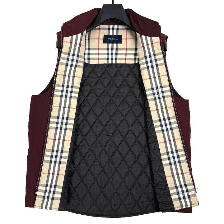 BURBERRY バーバリー ノバチェック裏地 中綿ベスト L ワインレッド
