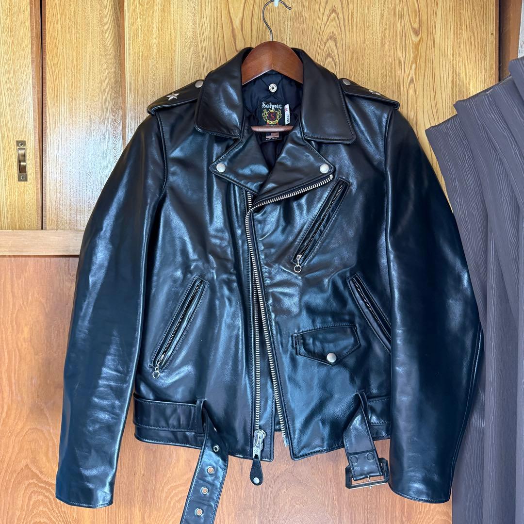 美品 Schott 613UHT ホースハイド ライダースジャケット 38