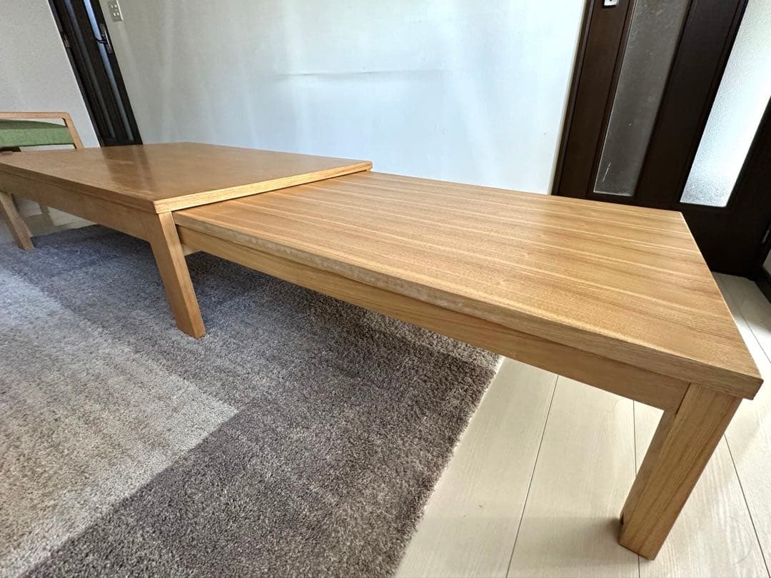 伸長式（120〜220cm）ローテーブル　ナチュラル木目　お値引き交渉可！