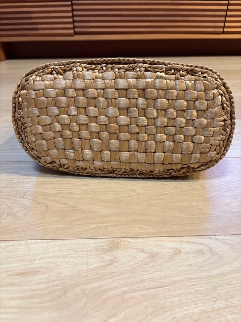 岡山 蒜山がま 細工 手提げ カゴバッグ 伝統民芸品 古道具