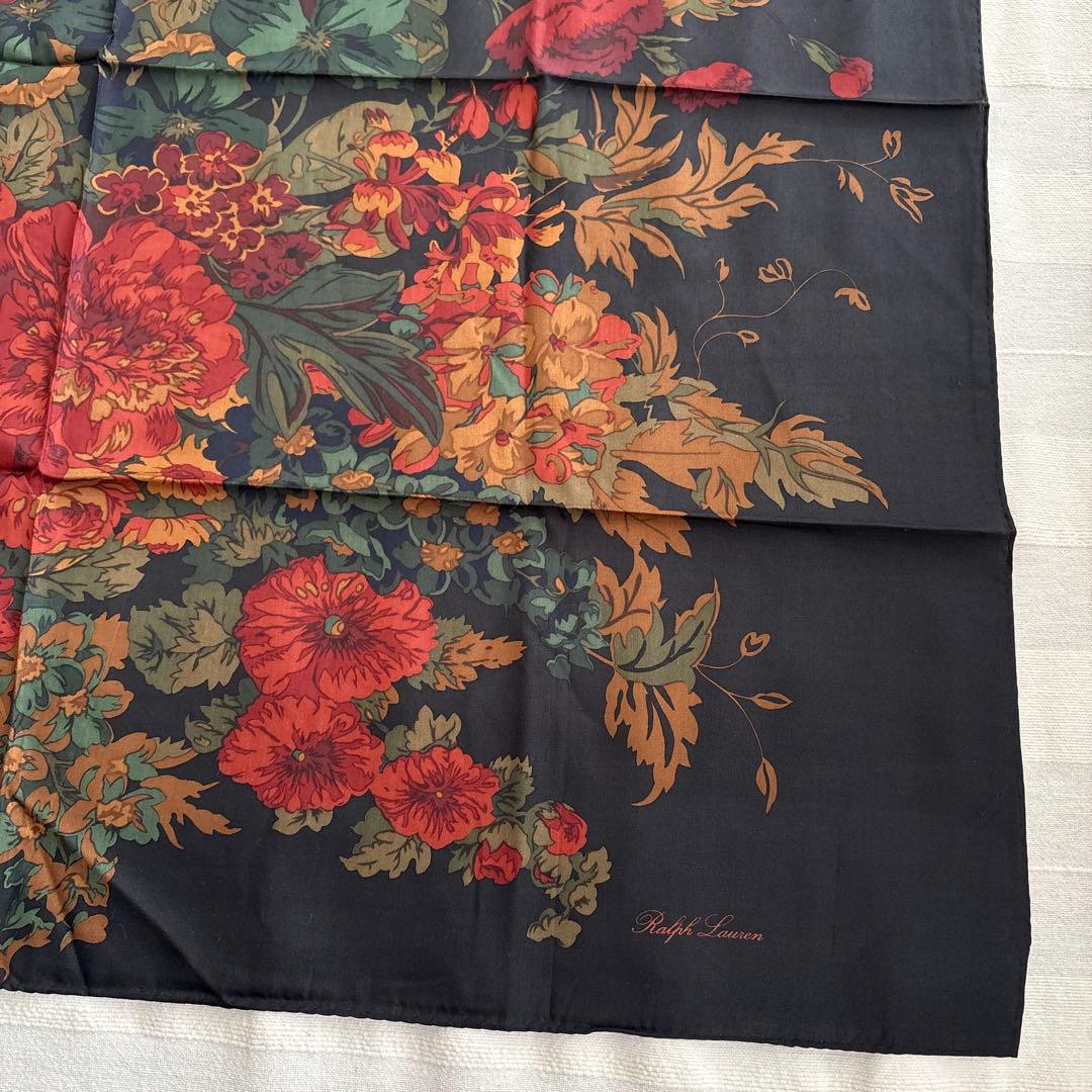 ラルフローレン　シルク　スカーフ　RALPH LAUREN 花柄　SILK 絹