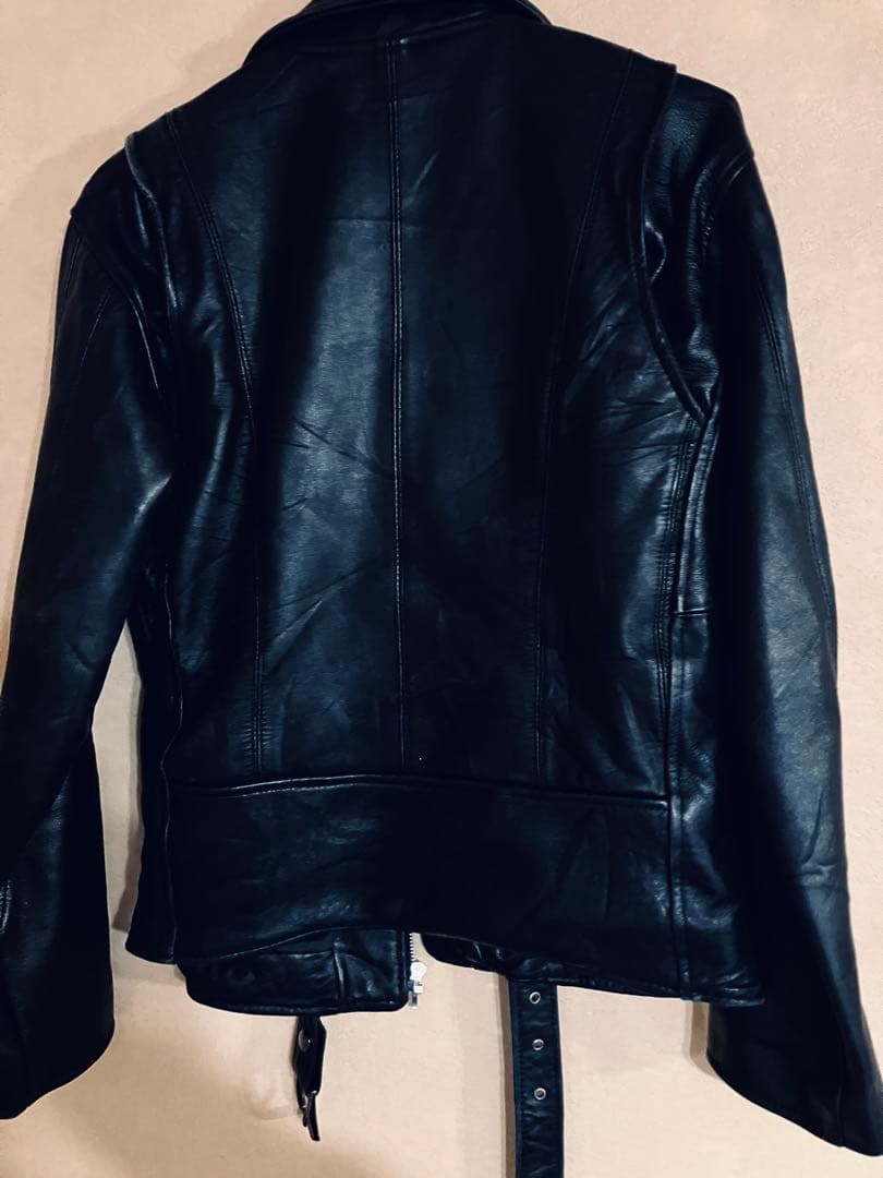 ブラックレザー ダブルライダースジャケット