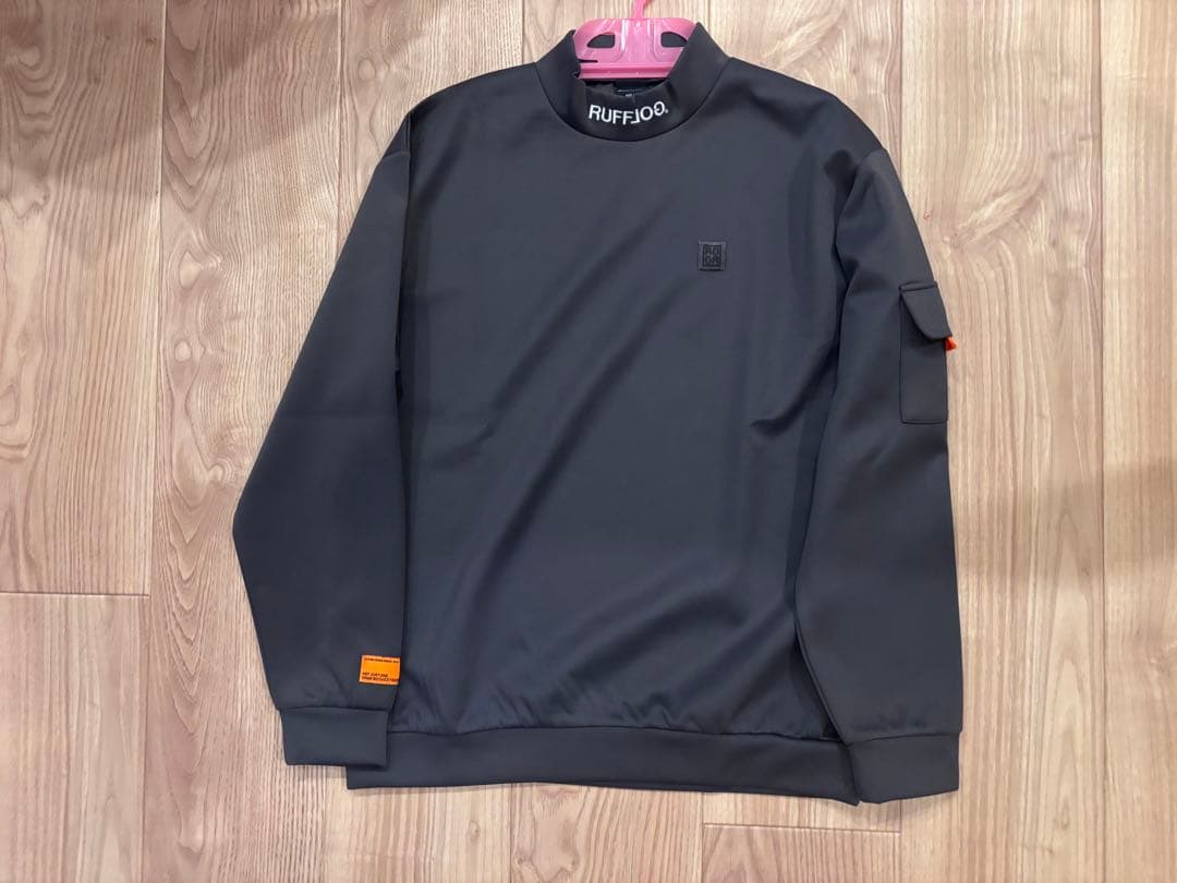 ラフロッグ　バックフレームロゴモックネックシャツ　M グレー