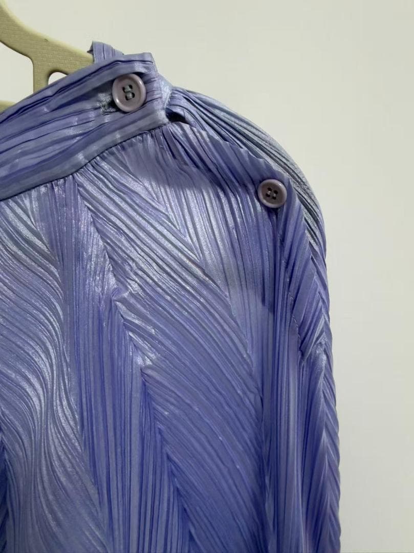 ISSEY MIYAKE 光沢 ロングワンピース パープル サイズ3
