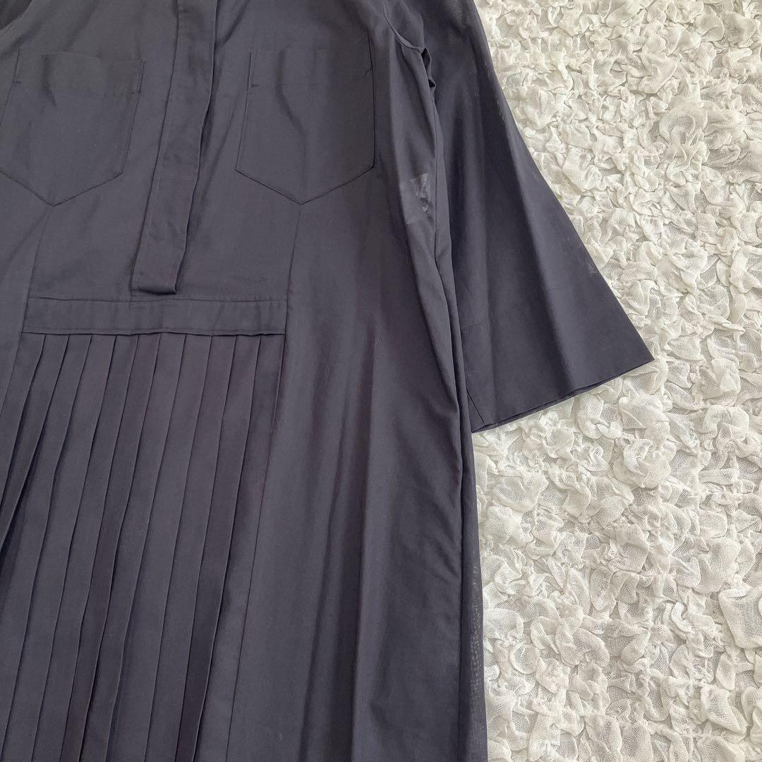 【美品】マーガレットハウエル　シアーシャツワンピース　プリーツ　黒