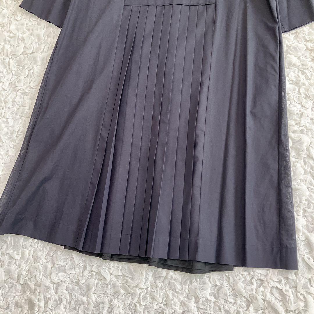 【美品】マーガレットハウエル　シアーシャツワンピース　プリーツ　黒