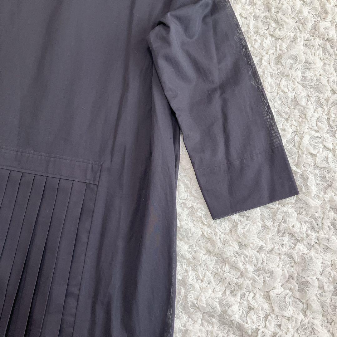 【美品】マーガレットハウエル　シアーシャツワンピース　プリーツ　黒