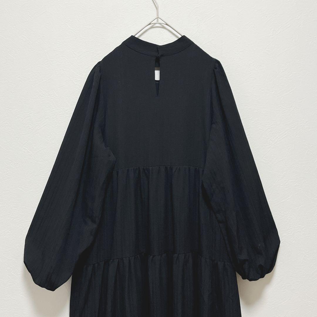 【OLUN オルン】ドレープロングティアードワンピース/美品/きりまる/人気/黒