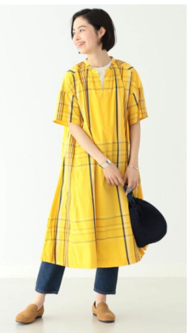 完売品、美品、ビームスボーイ タータンチェック 半袖ロングワンピース 希少カラー
