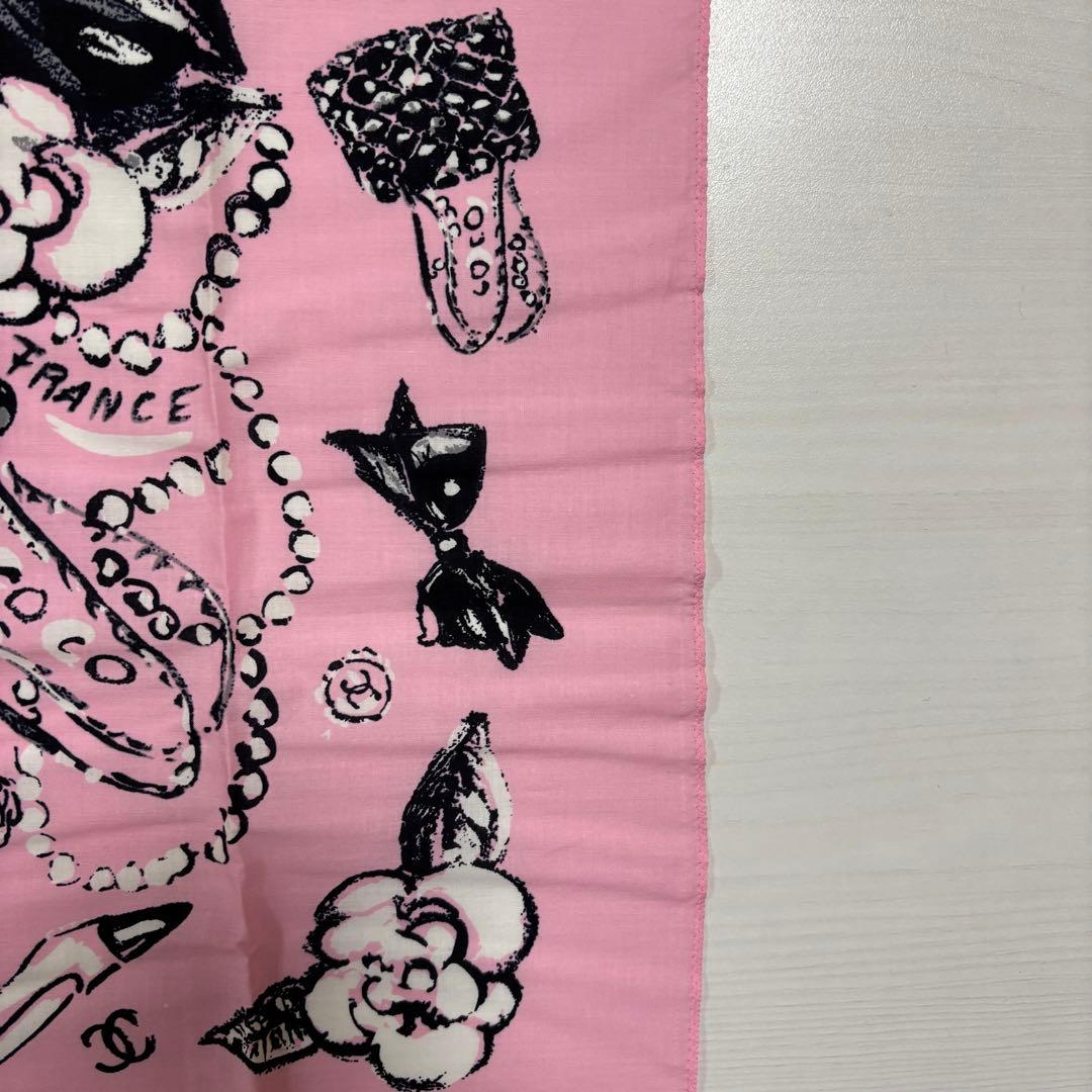 【極美品・箱付き】CHANEL スカーフ ハンカチ 花柄 カメリア ピンク