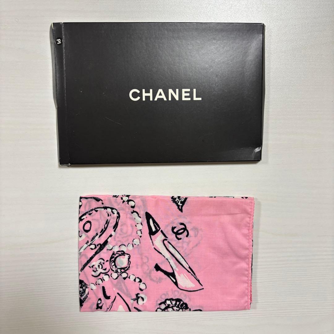 【極美品・箱付き】CHANEL スカーフ ハンカチ 花柄 カメリア ピンク