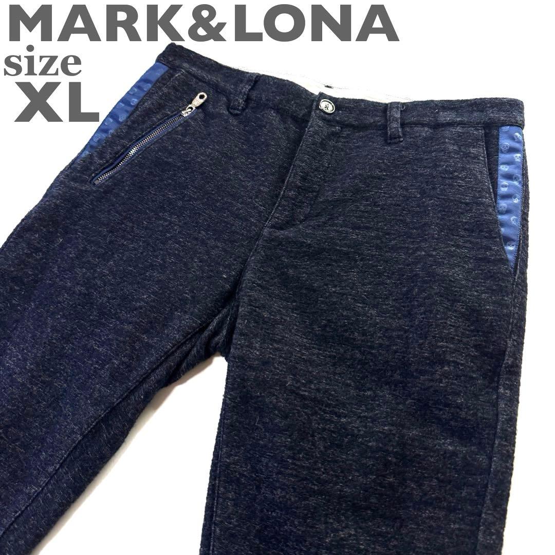MARK&LONA ゴルフウェア パンツ メランジ柄 XL ネイビー カラビナ