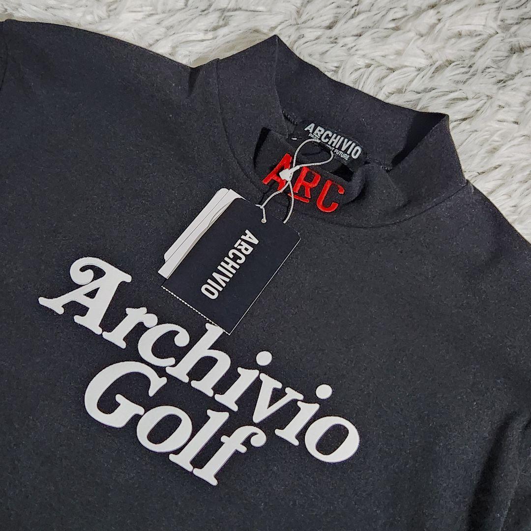 archivio モックネック プルオーバー 長袖 ロゴ 吸湿発熱 ゴルフウェア