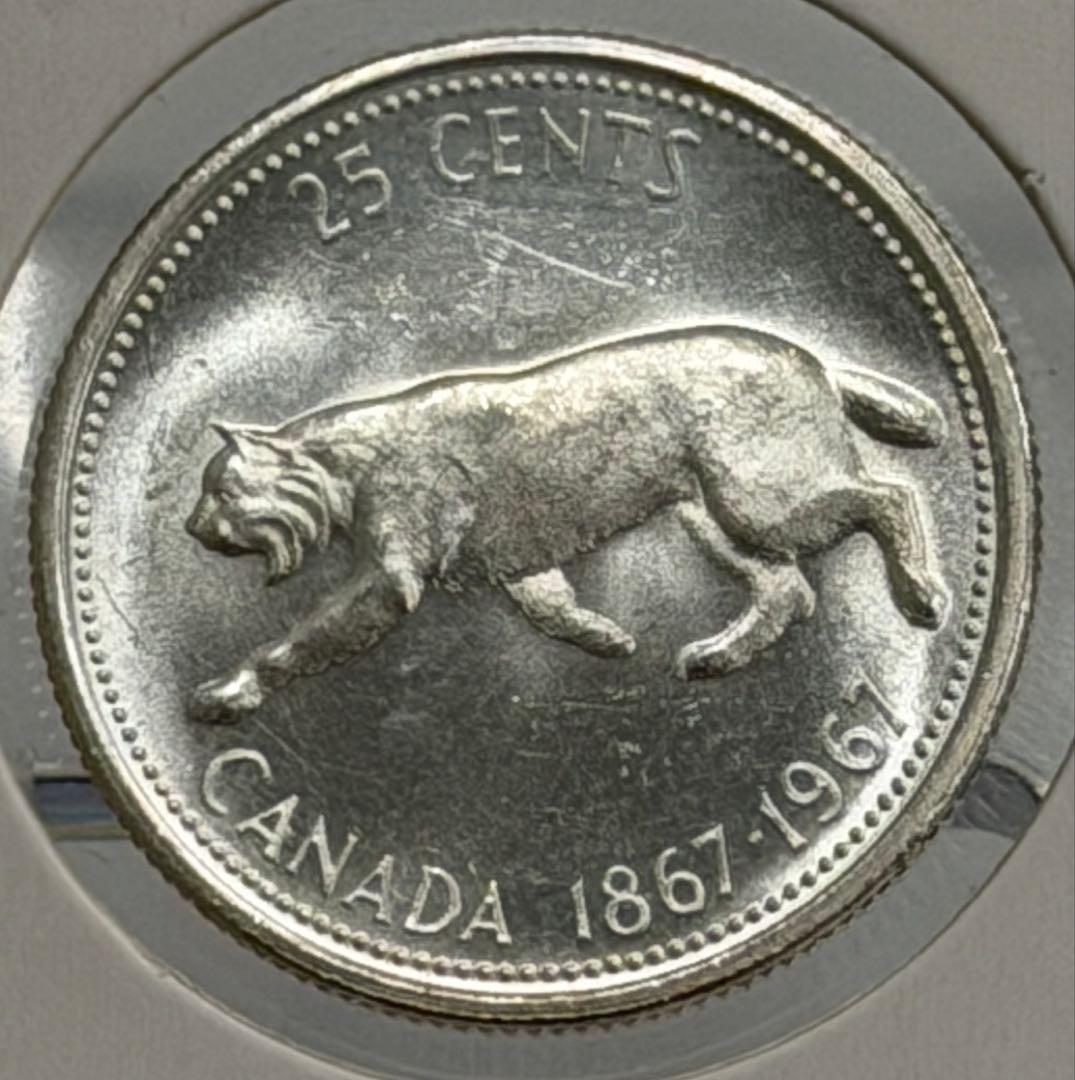 1967年カナダ建国100周年25セント記念銀貨 ハイグレード
