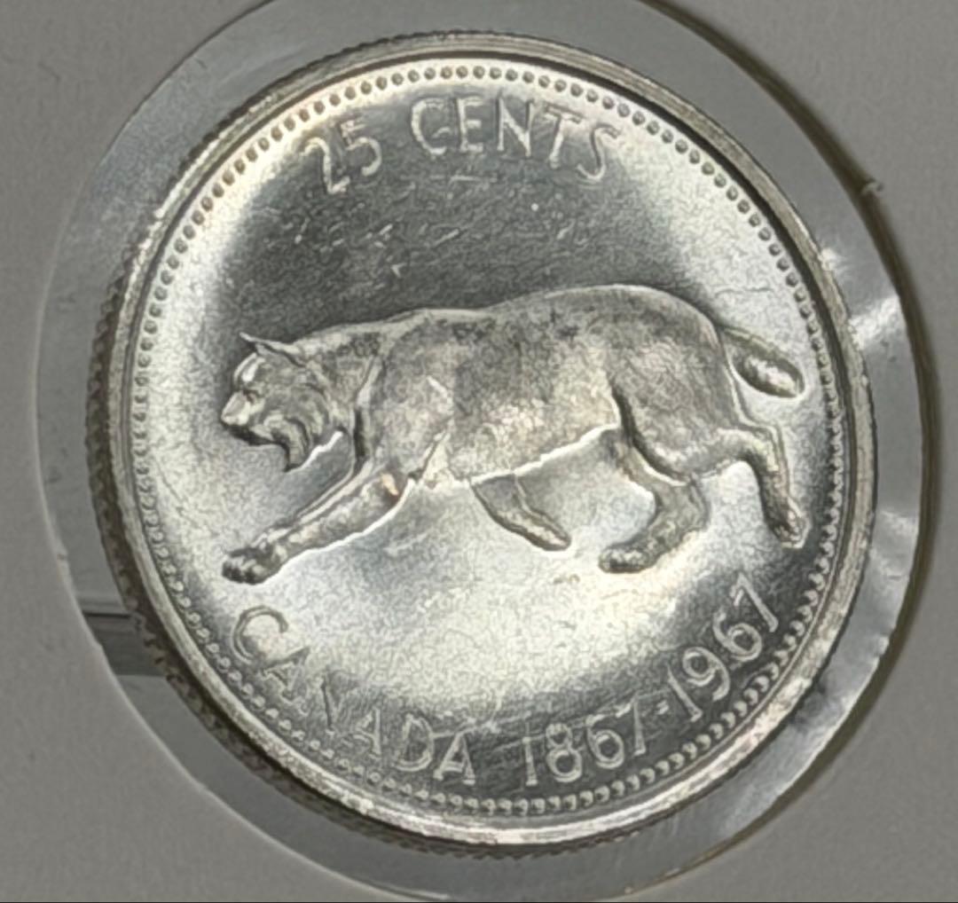 1967年カナダ建国100周年25セント記念銀貨 ハイグレード