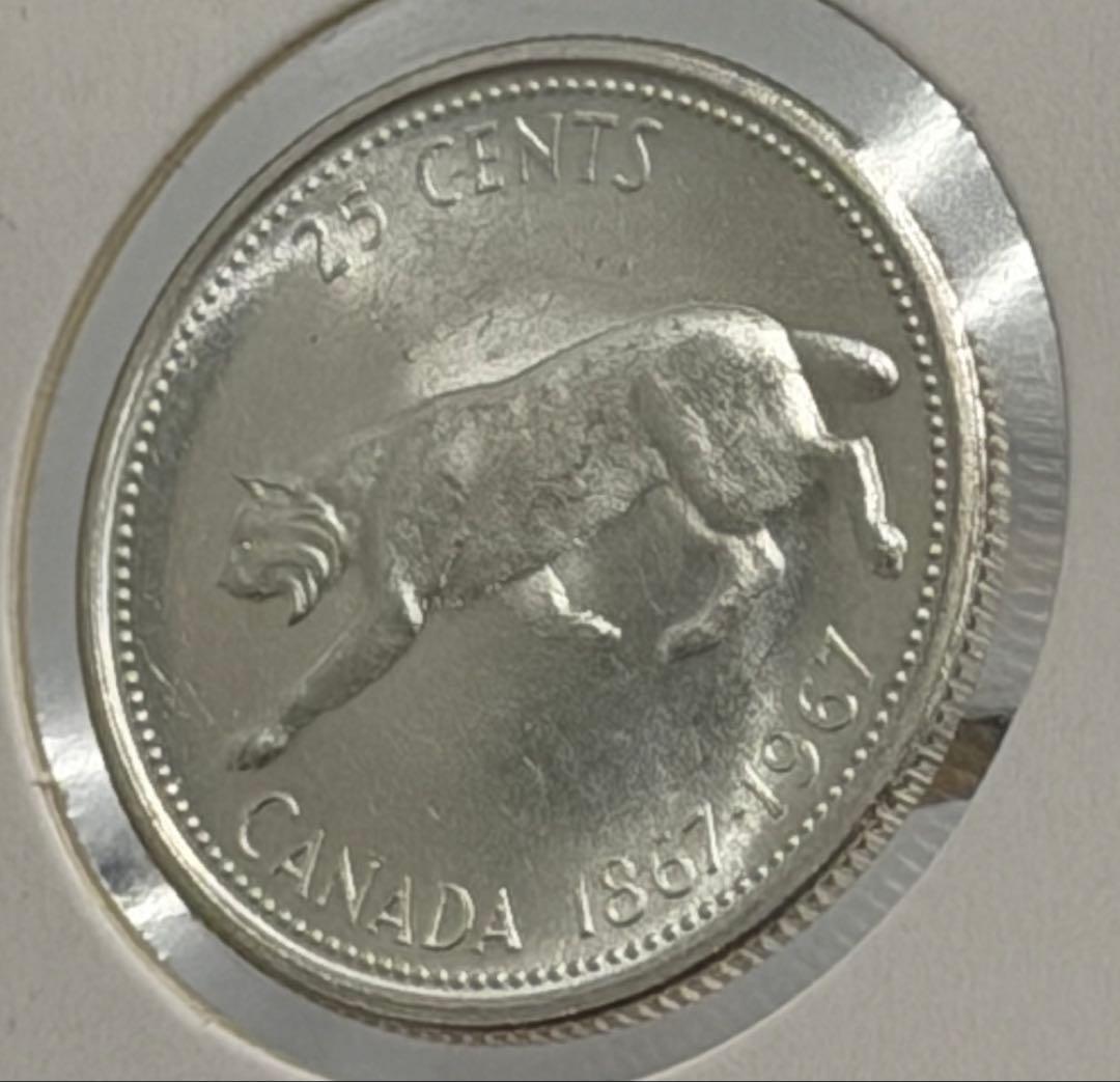 1967年カナダ建国100周年25セント記念銀貨 ハイグレード