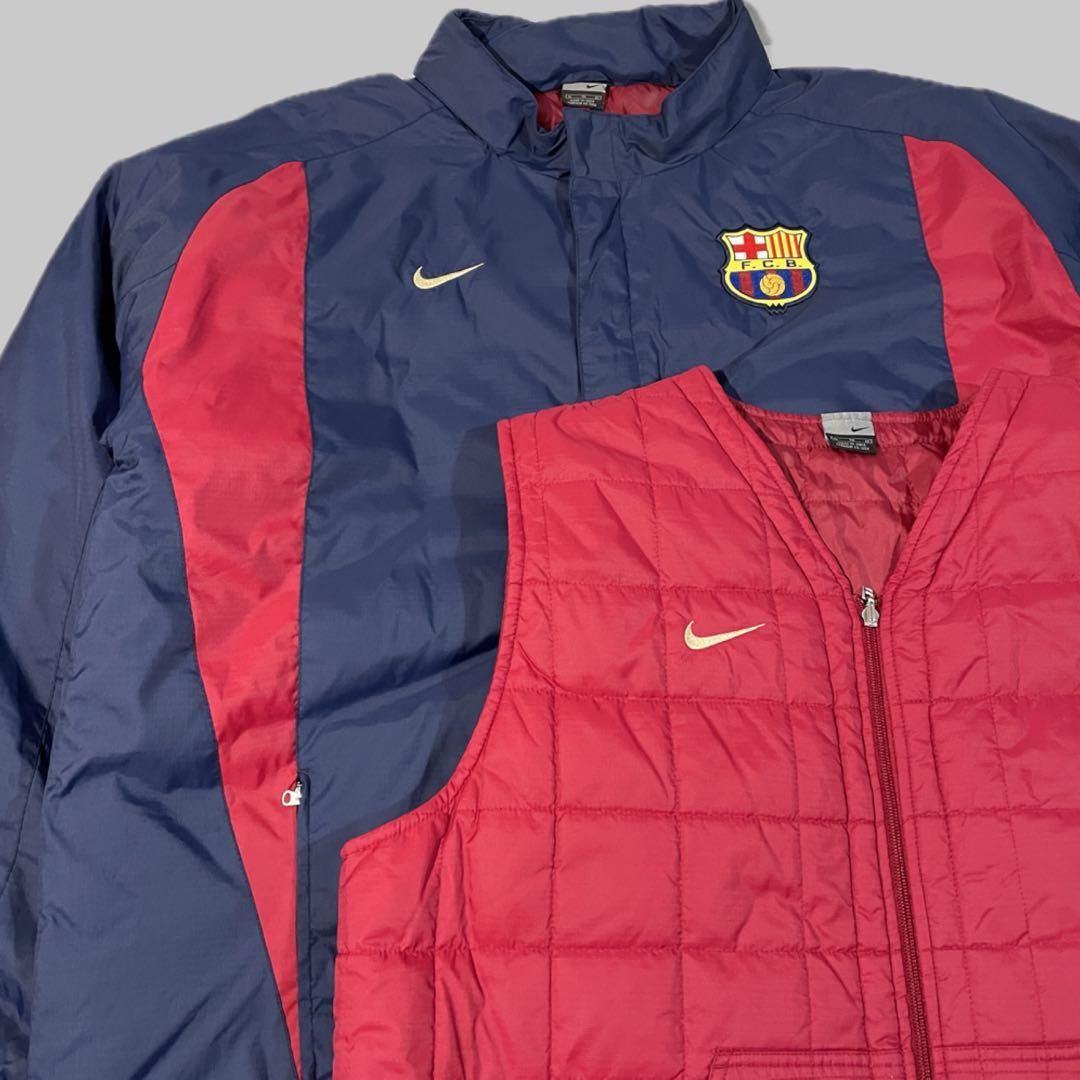 【00s!美品】NIKE FCバルセロナ 中綿ジャケット着脱ライナーベスト付XL