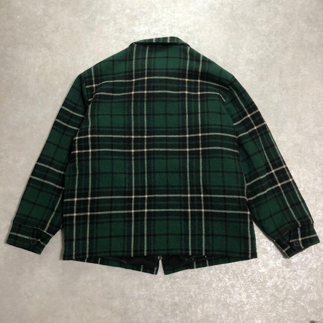 90s USA製Woolrich裏ボアウールジャケットシャドーチェック緑XL相当