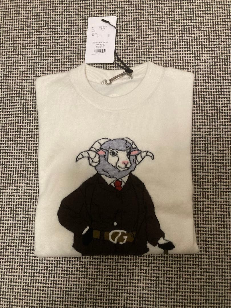 CPG GOLF 羊刺繍 オフホワイトセーター サイズ5