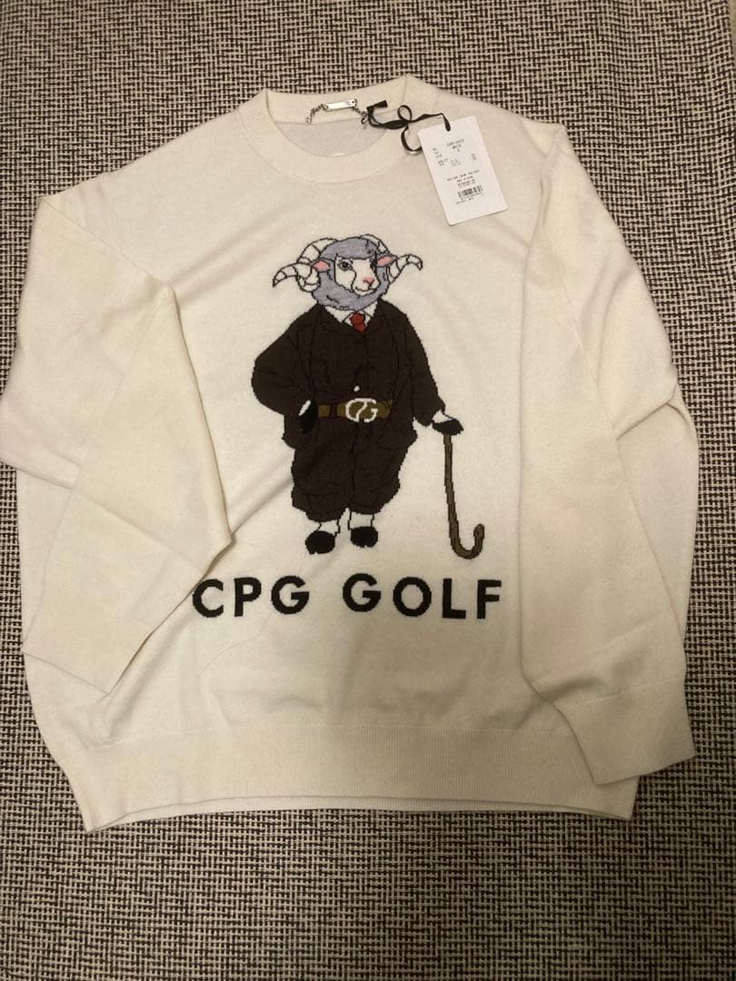 CPG GOLF 羊刺繍 オフホワイトセーター サイズ5