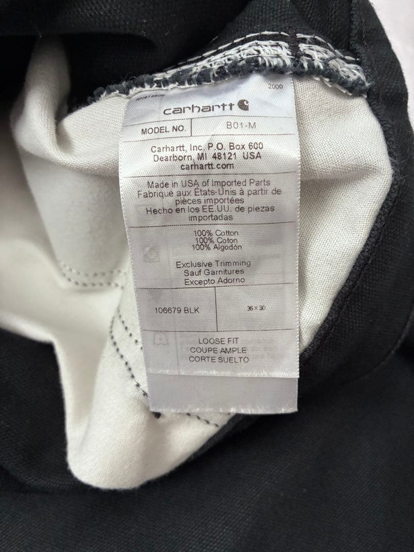 アメリカ製 Carhartt ダブルニー ブラック USA製 36x30 黒