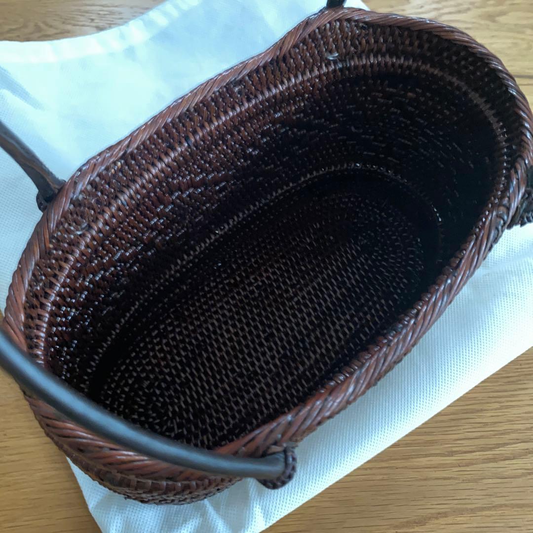 美品　ふりふ　籠　かごバッグ　かご巾着　鞄　刺繍　浴衣　着物　和装　大根　蕪