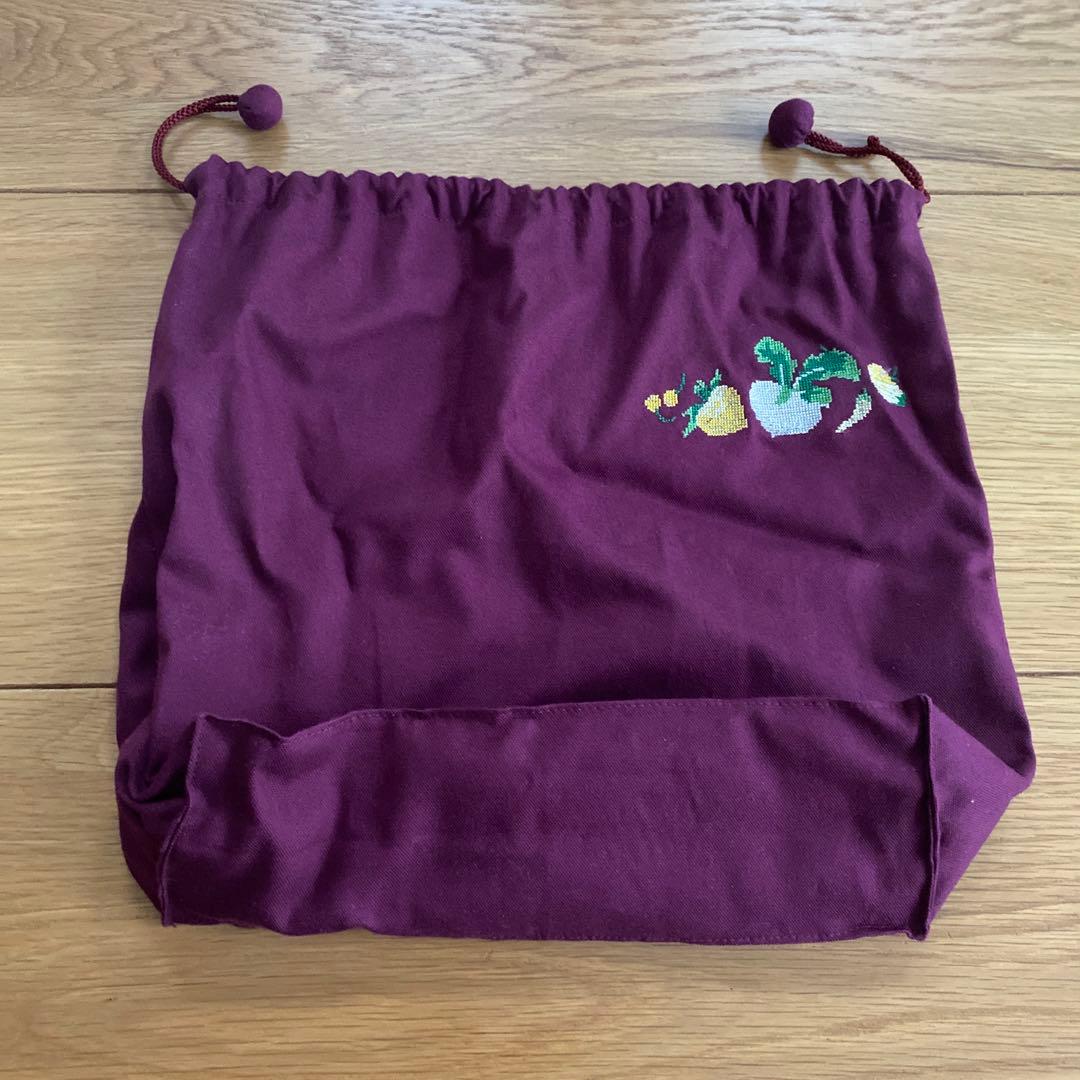 美品　ふりふ　籠　かごバッグ　かご巾着　鞄　刺繍　浴衣　着物　和装　大根　蕪