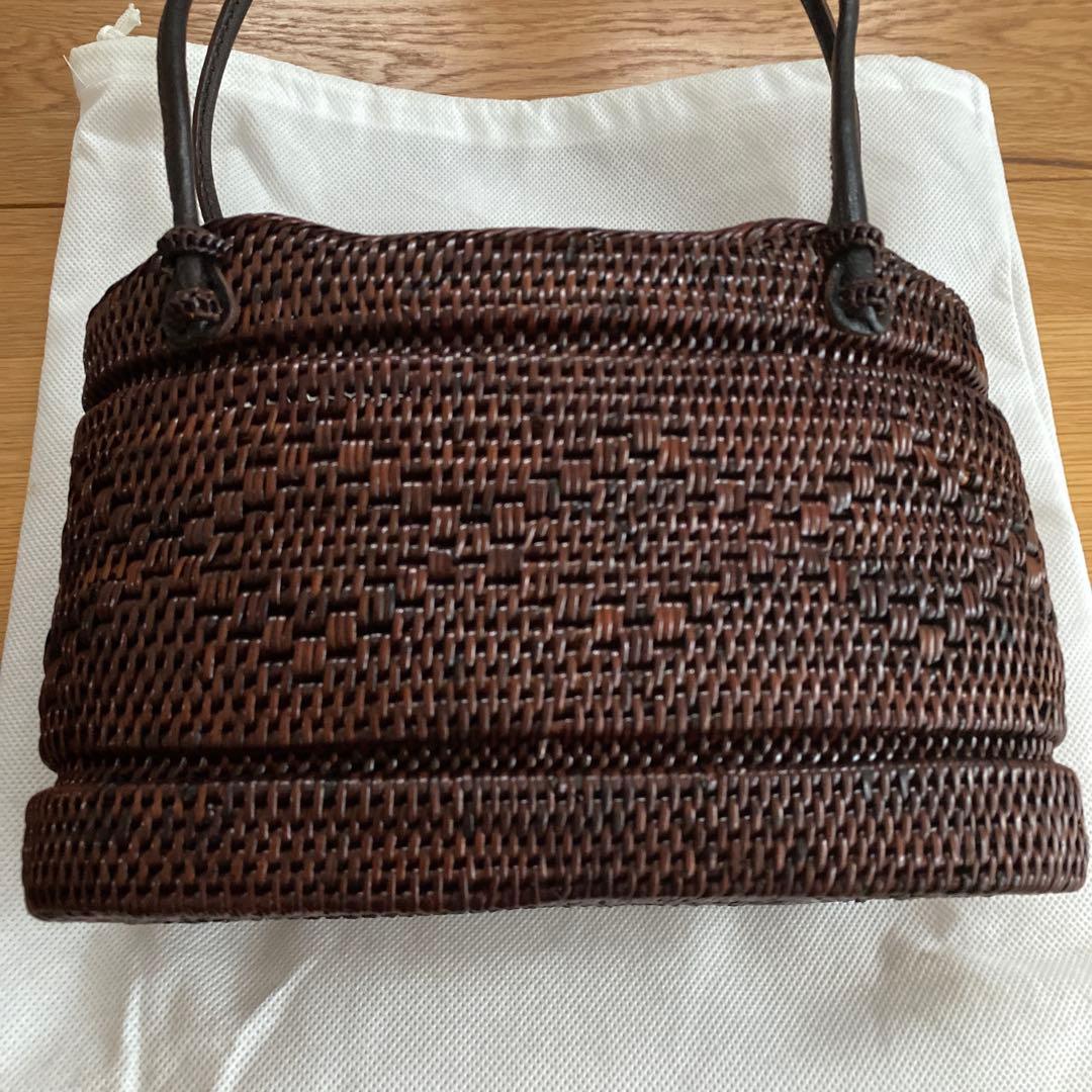 美品　ふりふ　籠　かごバッグ　かご巾着　鞄　刺繍　浴衣　着物　和装　大根　蕪