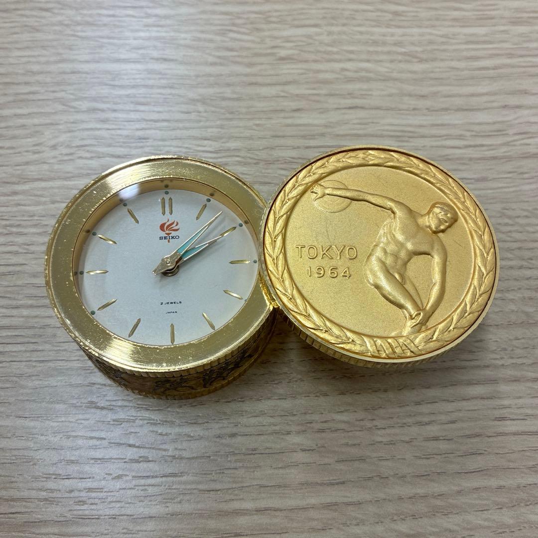 SEIKO セイコー 東京オリンピック1964 記念 メダル型置き時計 稼働