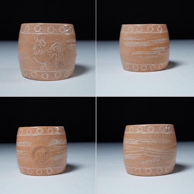 九代 大樋長左衛門　太鼓蓋置　鶏絵　茶道具　裏千家　業躰先生