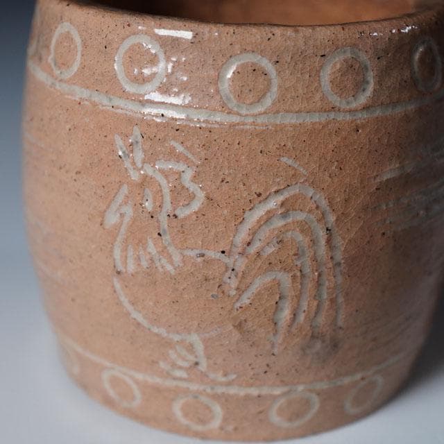九代 大樋長左衛門　太鼓蓋置　鶏絵　茶道具　裏千家　業躰先生