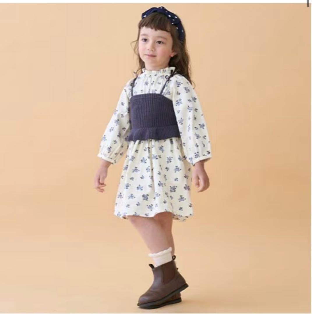 プティマインリアン　親子　リンクコーデ　お揃い　花柄ワンピース　ビスチェ　姉妹