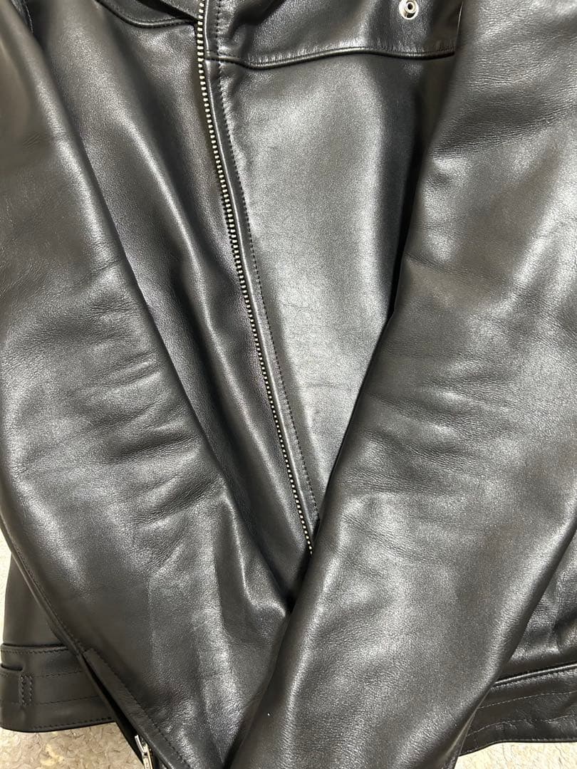 666 本革 ダブルライダースジャケット 40 ブラック サイクロンタイプ